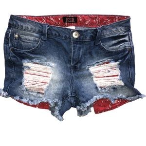 Denim Cuffed Distressed Shorts
